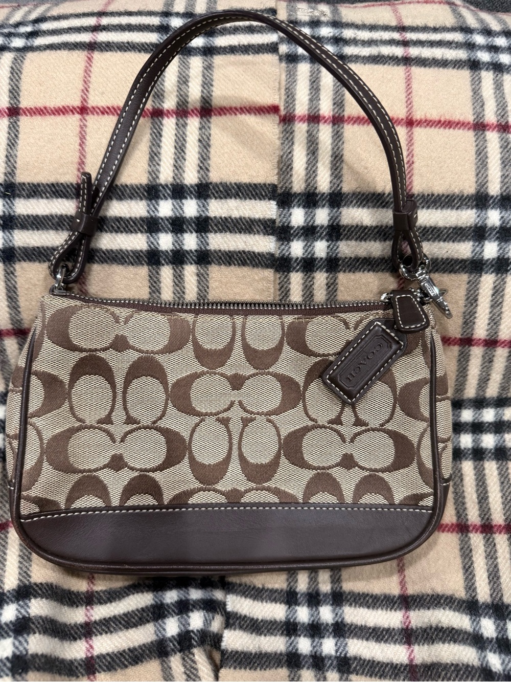 Coach Signature Jacquard Shoulder Bag – Brown